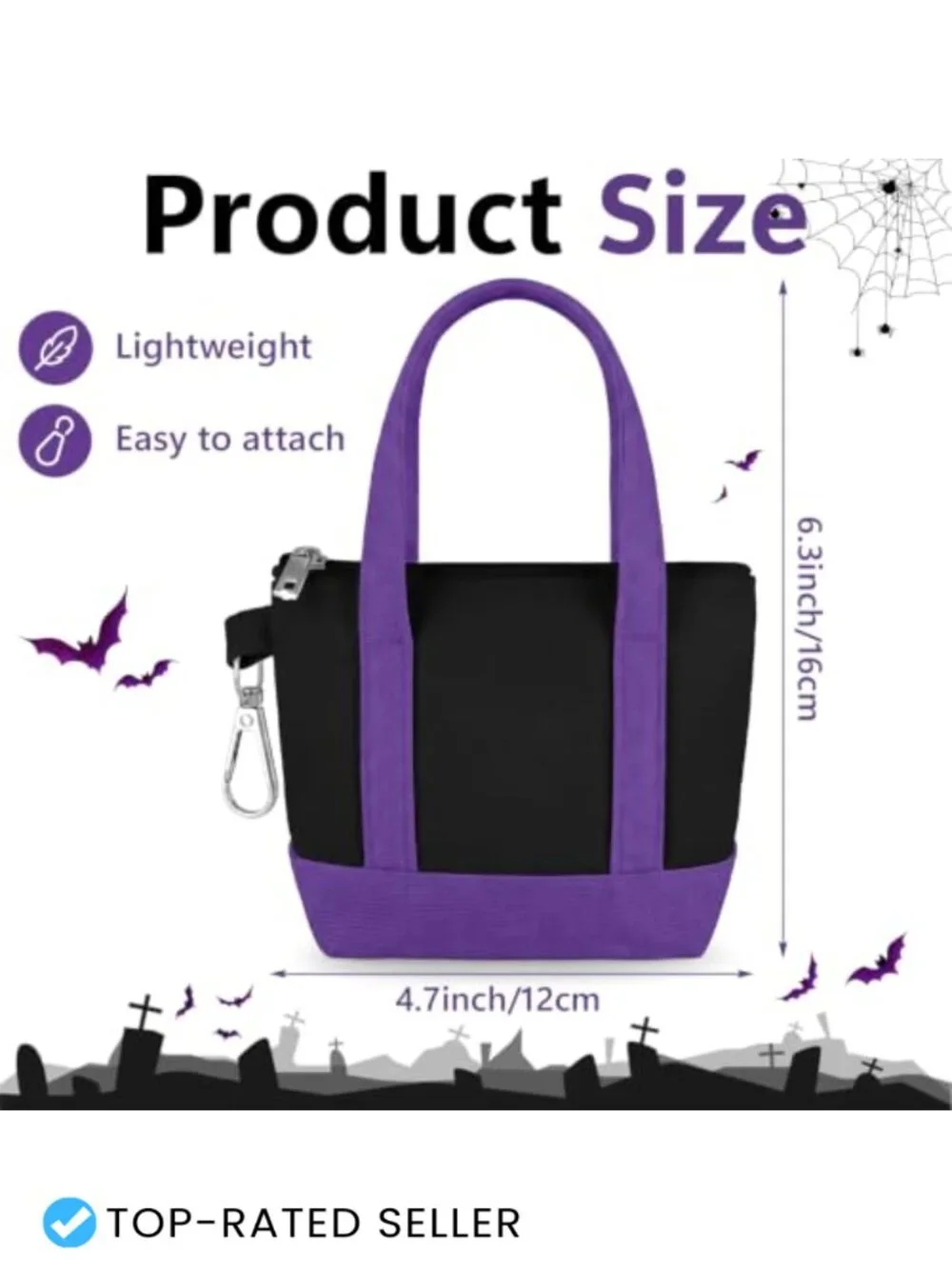 Mini Tote Bag Keychain Zipper Pouch Polyester Cosmetic Organizer Gift